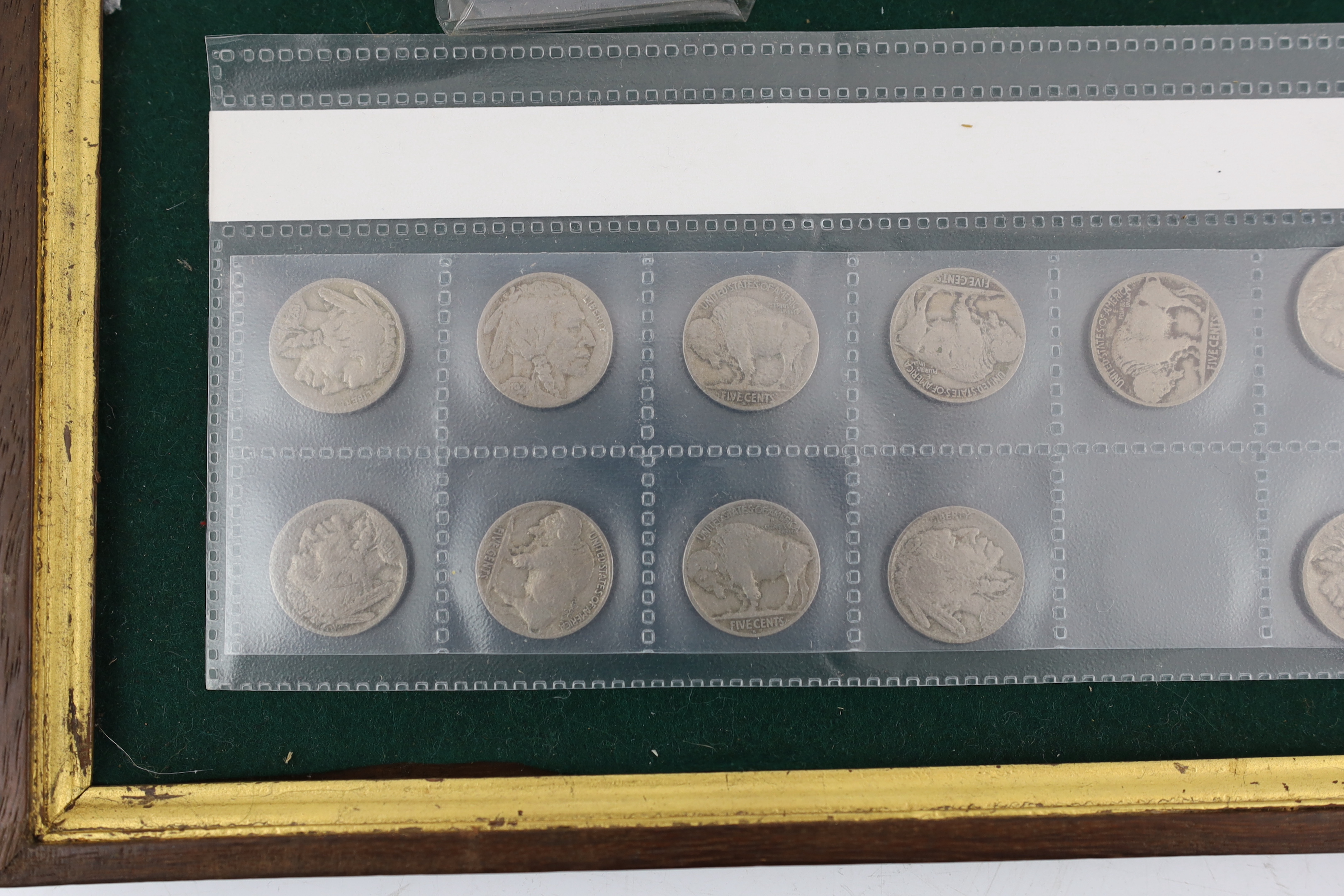 US coins, Queen Isabella quarter dollar 1893, about UNC, Liberty head one cent 1844, VF, various Indian head one cents, five cents